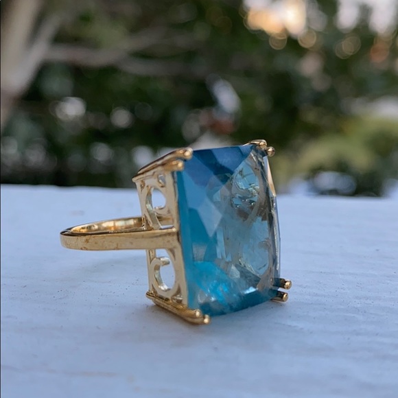 Emerald Cut Fluorite Gold Plated Ring - Picture 7 of 16